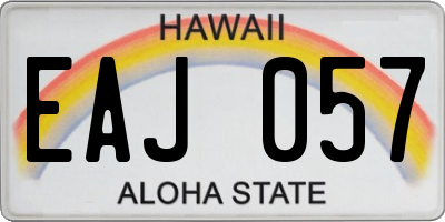 HI license plate EAJ057