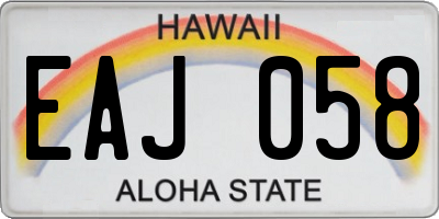 HI license plate EAJ058