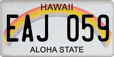 HI license plate EAJ059