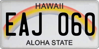 HI license plate EAJ060