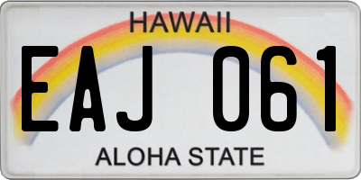 HI license plate EAJ061