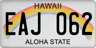 HI license plate EAJ062