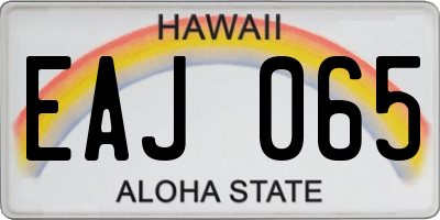 HI license plate EAJ065