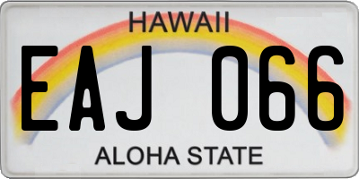 HI license plate EAJ066