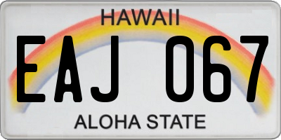 HI license plate EAJ067