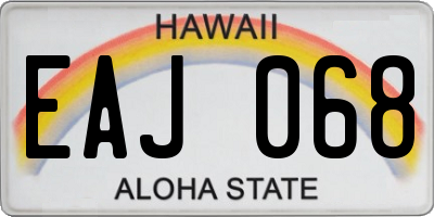 HI license plate EAJ068