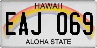 HI license plate EAJ069