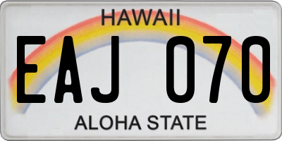 HI license plate EAJ070