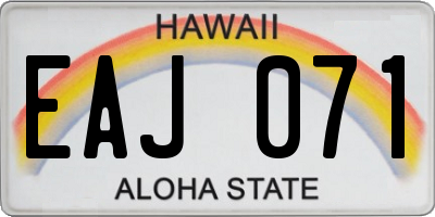 HI license plate EAJ071