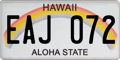 HI license plate EAJ072