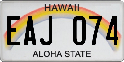 HI license plate EAJ074