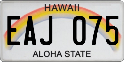 HI license plate EAJ075