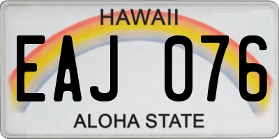 HI license plate EAJ076