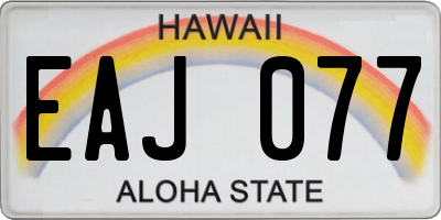 HI license plate EAJ077