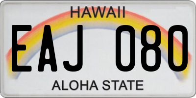 HI license plate EAJ080