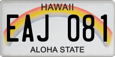 HI license plate EAJ081