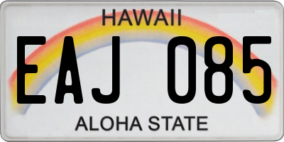 HI license plate EAJ085