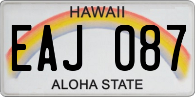 HI license plate EAJ087