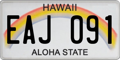 HI license plate EAJ091