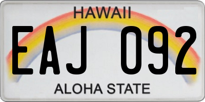 HI license plate EAJ092