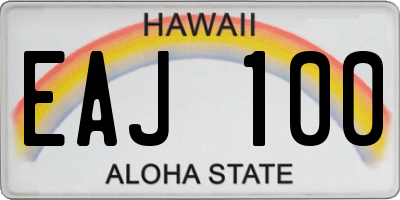 HI license plate EAJ100