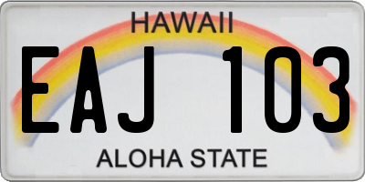 HI license plate EAJ103