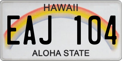 HI license plate EAJ104