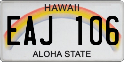 HI license plate EAJ106