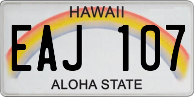 HI license plate EAJ107
