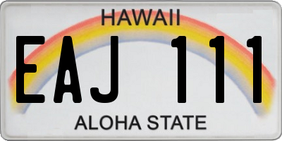 HI license plate EAJ111