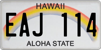 HI license plate EAJ114