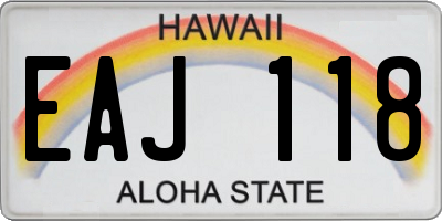 HI license plate EAJ118