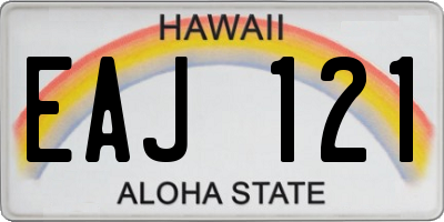 HI license plate EAJ121