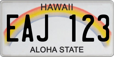 HI license plate EAJ123