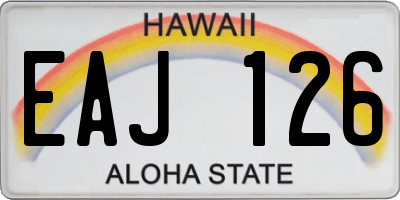 HI license plate EAJ126