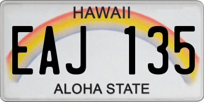 HI license plate EAJ135