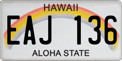 HI license plate EAJ136