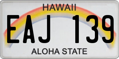 HI license plate EAJ139