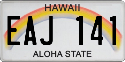 HI license plate EAJ141