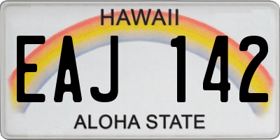 HI license plate EAJ142