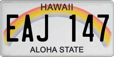 HI license plate EAJ147