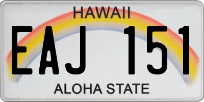 HI license plate EAJ151