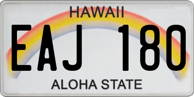 HI license plate EAJ180