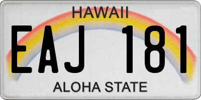 HI license plate EAJ181