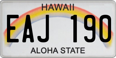 HI license plate EAJ190