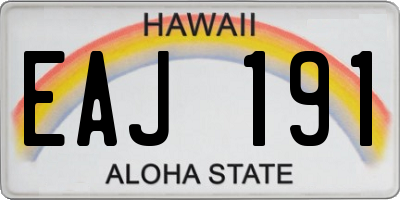 HI license plate EAJ191