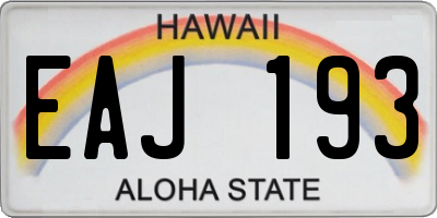 HI license plate EAJ193