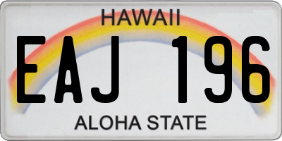 HI license plate EAJ196