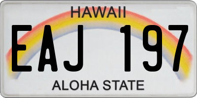 HI license plate EAJ197