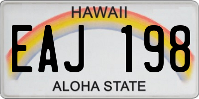 HI license plate EAJ198